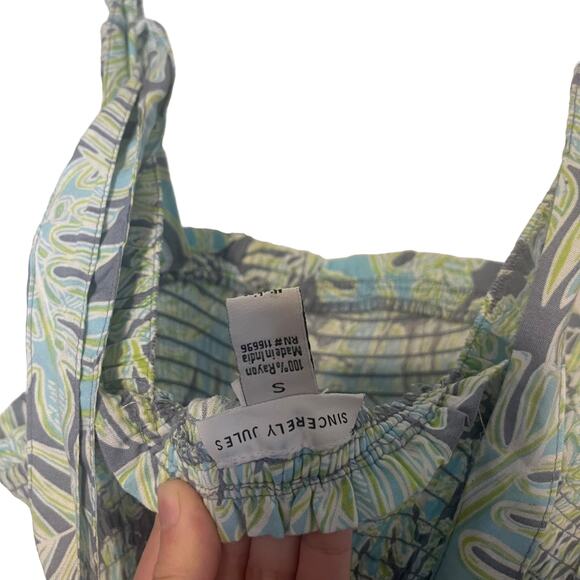 Sincerely Jules Women's Size Small Blue Grey Green Floral Maxi Dress - Picture 6 of 9